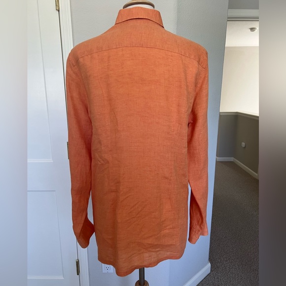 Fall Orange 100% Linen Button Down - Picture 3 of 5
